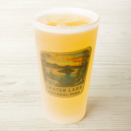 Crater Lake National Park Frosted Pint Glass Scenic Wood Sign teelaunch