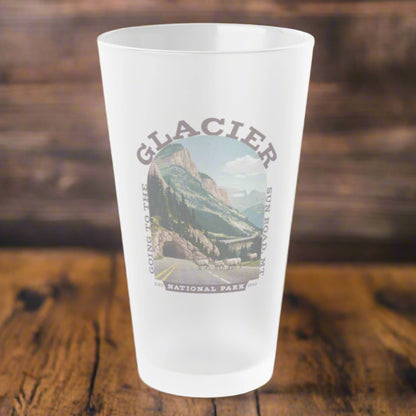 Glacier Going to the sun road Frosted Pint Glass Frosted teelaunch