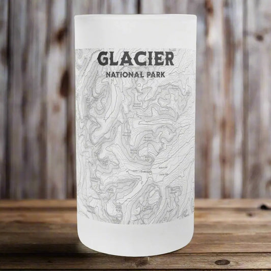 Glacier National Park Topographic Frosted Pint Mug CDT PNT Trail - Park Service Apparel