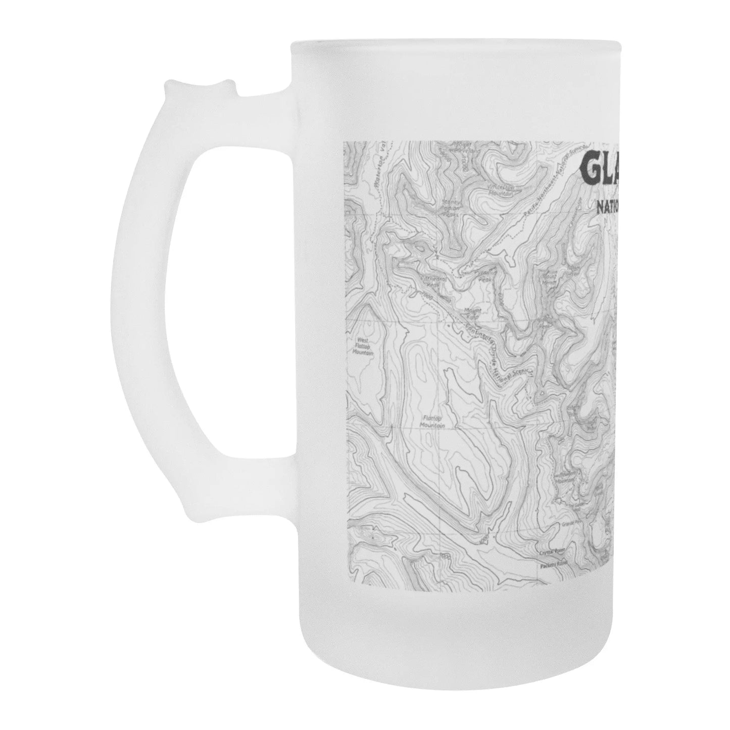 Glacier National Park Topographic Frosted Pint Mug CDT PNT Trail - Park Service Apparel