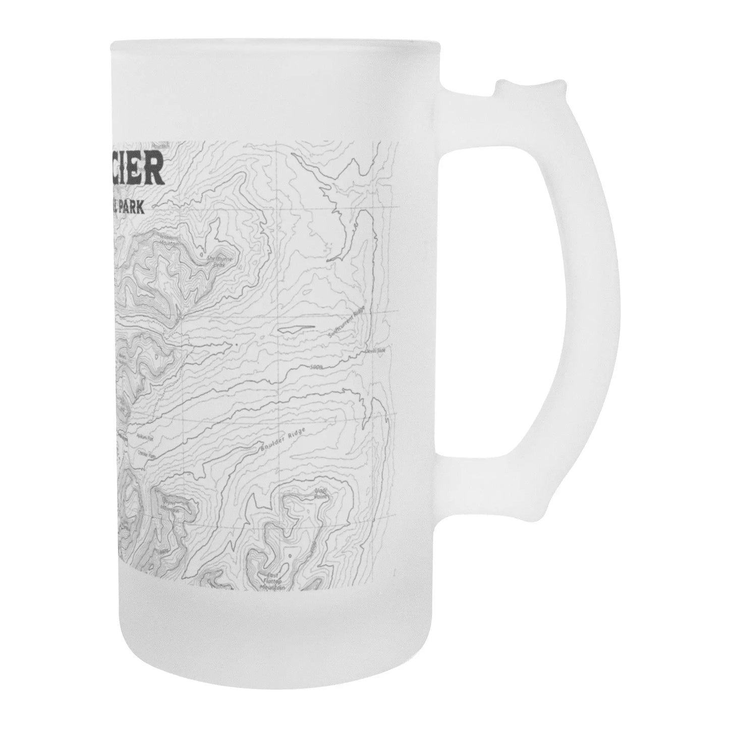 Glacier National Park Topographic Frosted Pint Mug CDT PNT Trail - Park Service Apparel