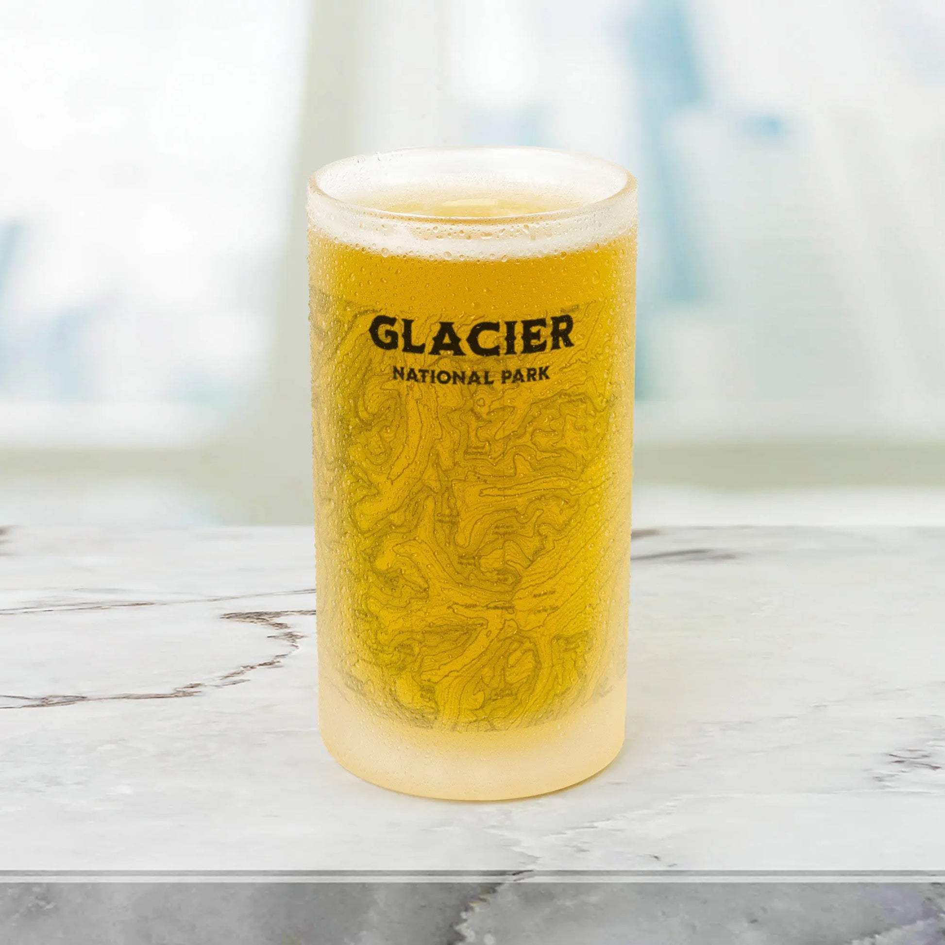 Glacier National Park Topographic Frosted Pint Mug CDT PNT Trail - Park Service Apparel