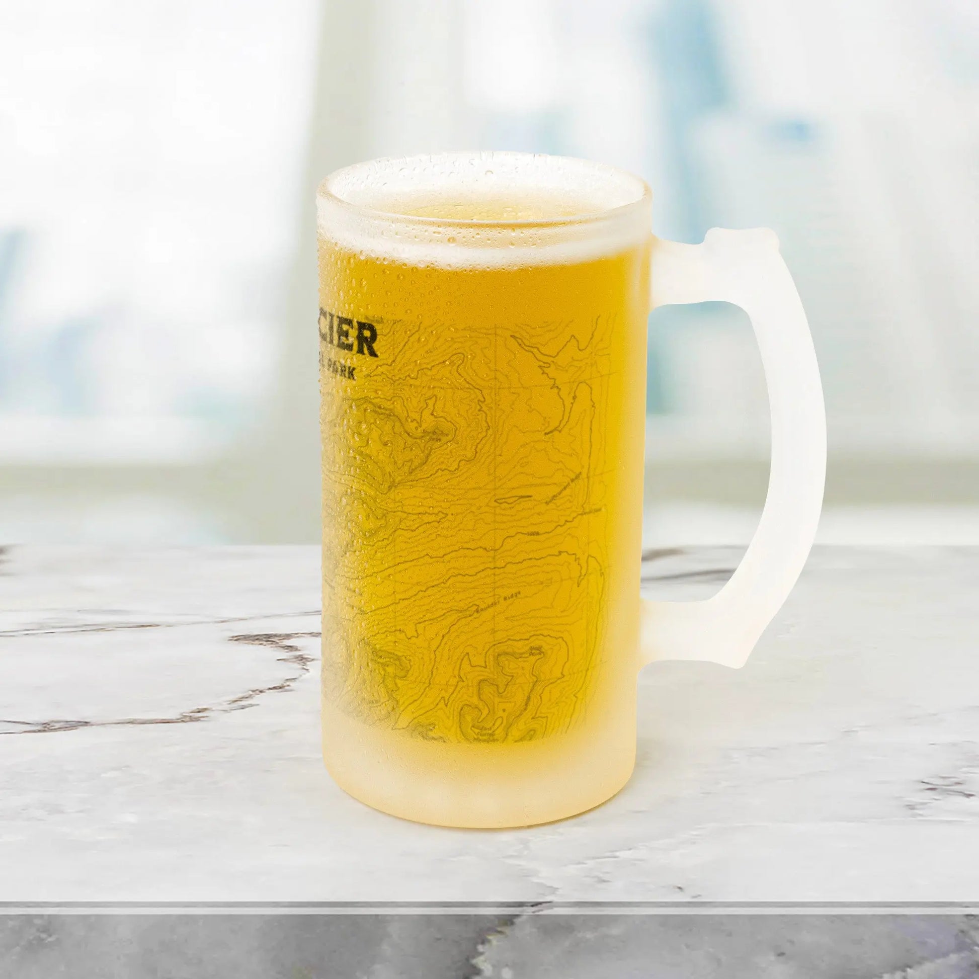 Glacier National Park Topographic Frosted Pint Mug CDT PNT Trail - Park Service Apparel