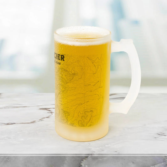 Glacier National Park Topographic Frosted Pint Mug CDT PNT Trail - Park Service Apparel
