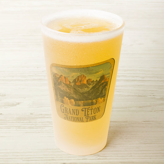 Grand Teton National Park Frosted Pint Glass Wood Sign Graphic teelaunch