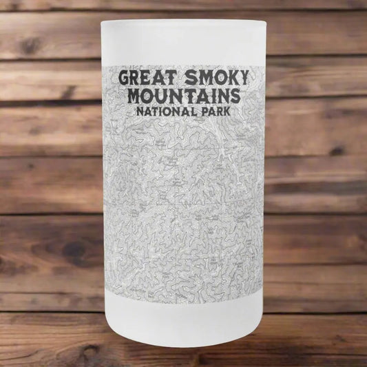 Great Smoky Mountains Frosted Topographic Mug Glass National Park Appalachian Trail - Park Service Apparel