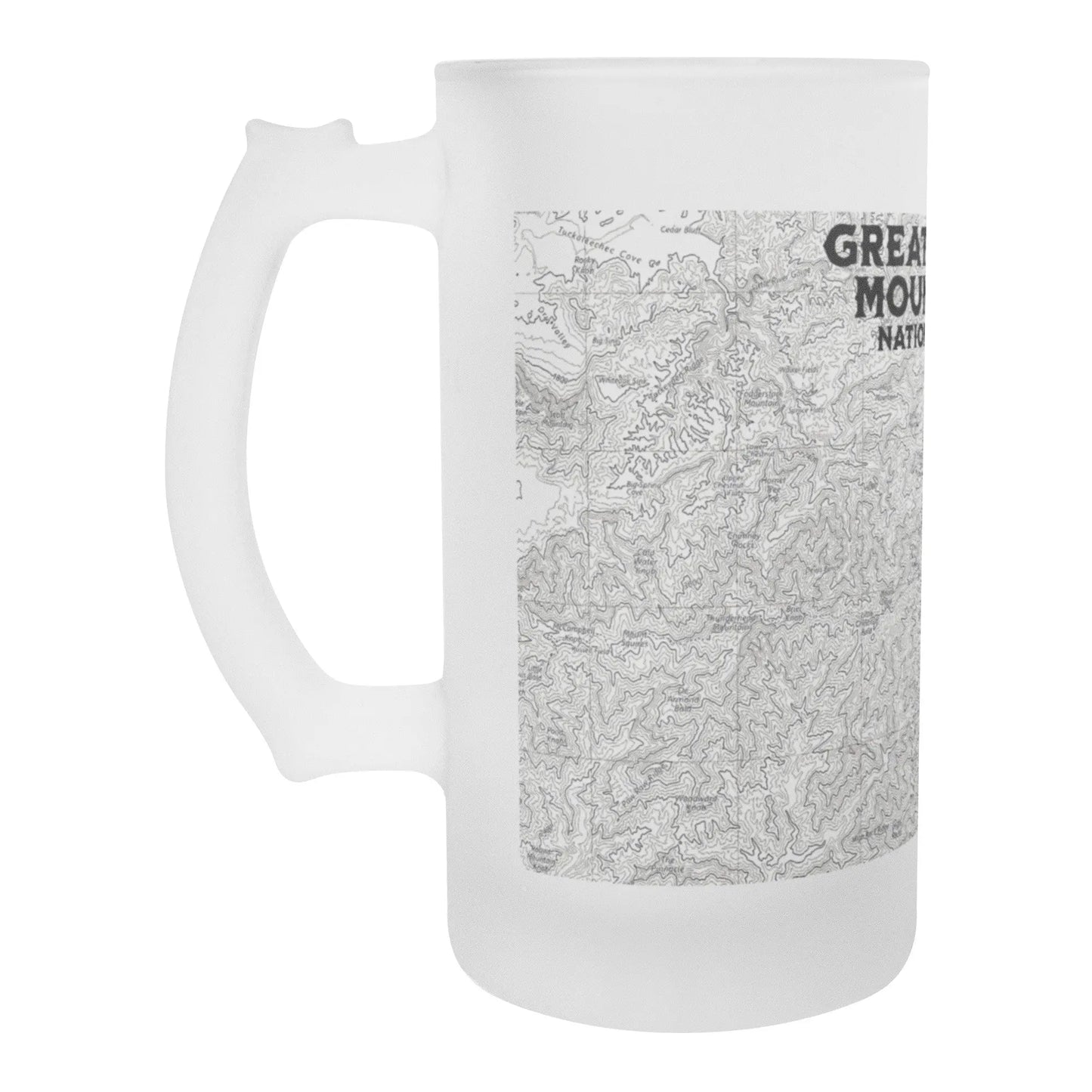 Great Smoky Mountains Frosted Topographic Mug Glass National Park Appalachian Trail - Park Service Apparel