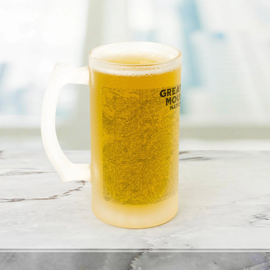Great Smoky Mountains Frosted Topographic Mug Glass National Park Appalachian Trail - Park Service Apparel
