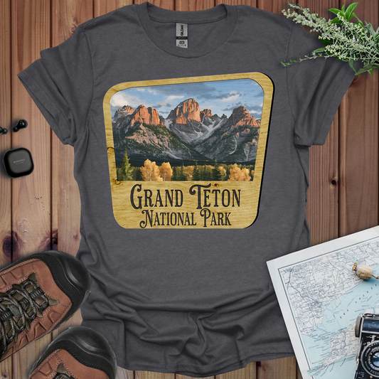 Grand Teton National Park Unisex Fit Soft T-Shirt Wood Sign Printify