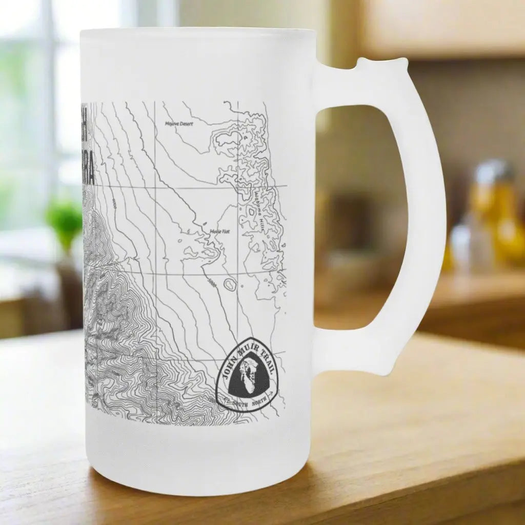 Mount Whitney High Sierra Topographic Frosted Pint Mug Beer Stein PCT JMT - Park Service Apparel