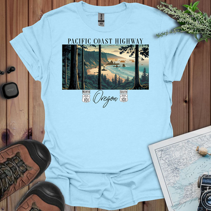 Highway 101 Oregon Coast Pacific Coast Highway Unisex Fit Soft T-Shirt Printify
