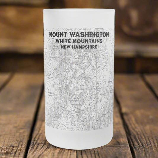Mount Washington White Mountains Topographic Frosted Pint Mug teelaunch
