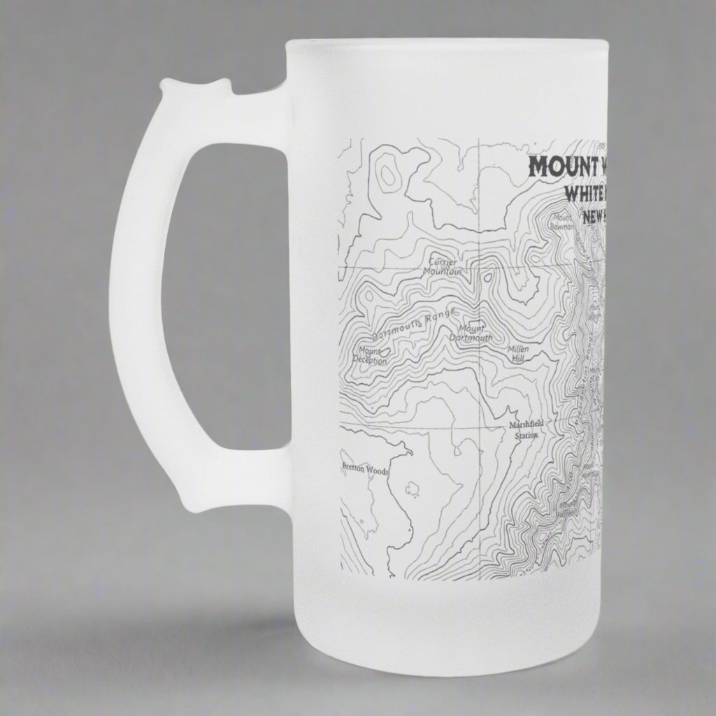 Mount Washington White Mountains Topographic Frosted Pint Mug teelaunch