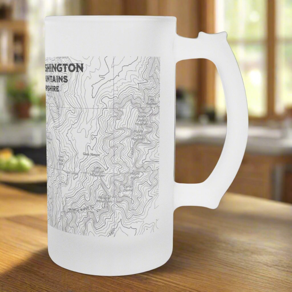 Mount Washington White Mountains Topographic Frosted Pint Mug teelaunch