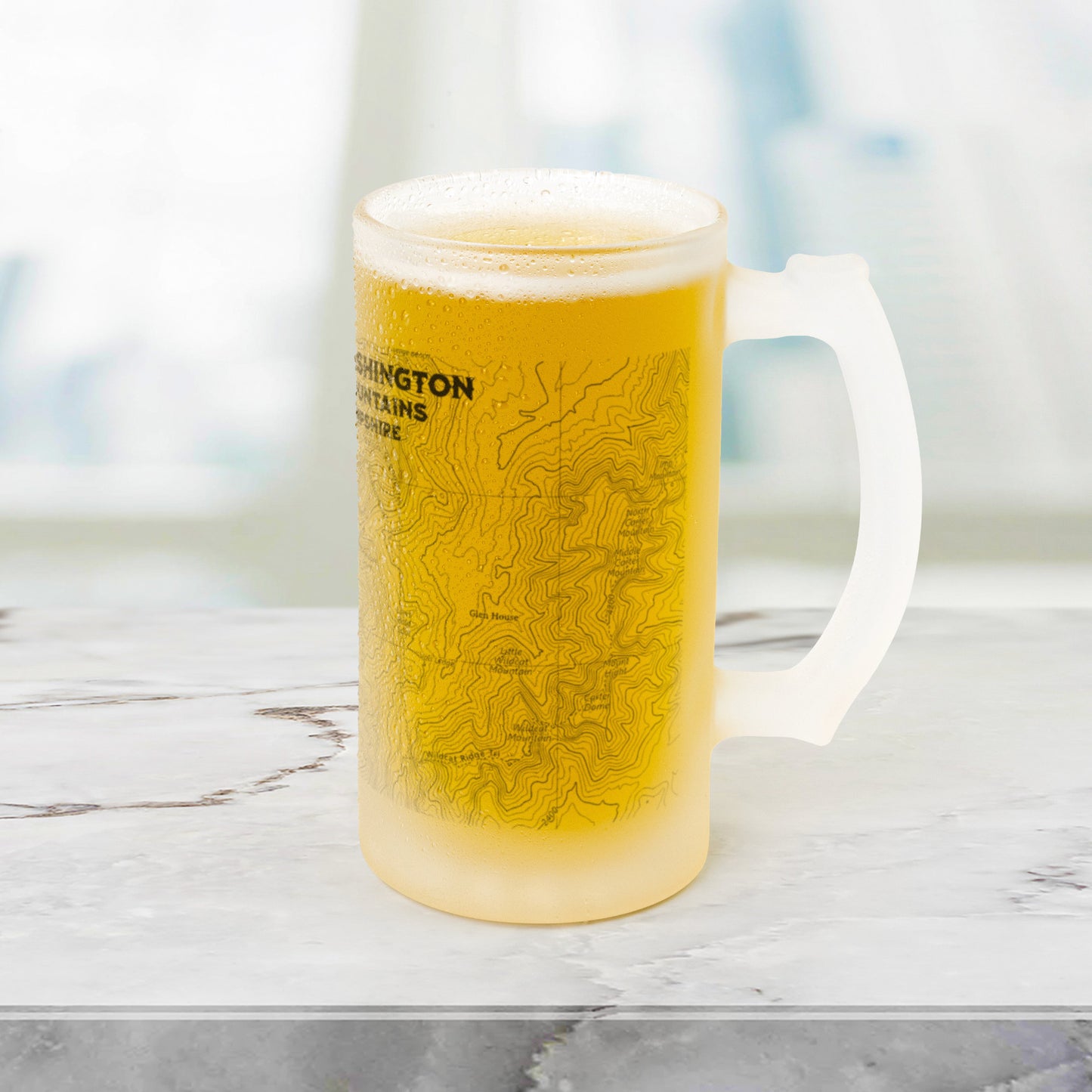 Mount Washington White Mountains Topographic Frosted Pint Mug teelaunch
