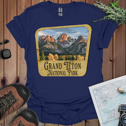Grand Teton National Park Unisex Fit Soft T-Shirt Wood Sign Printify
