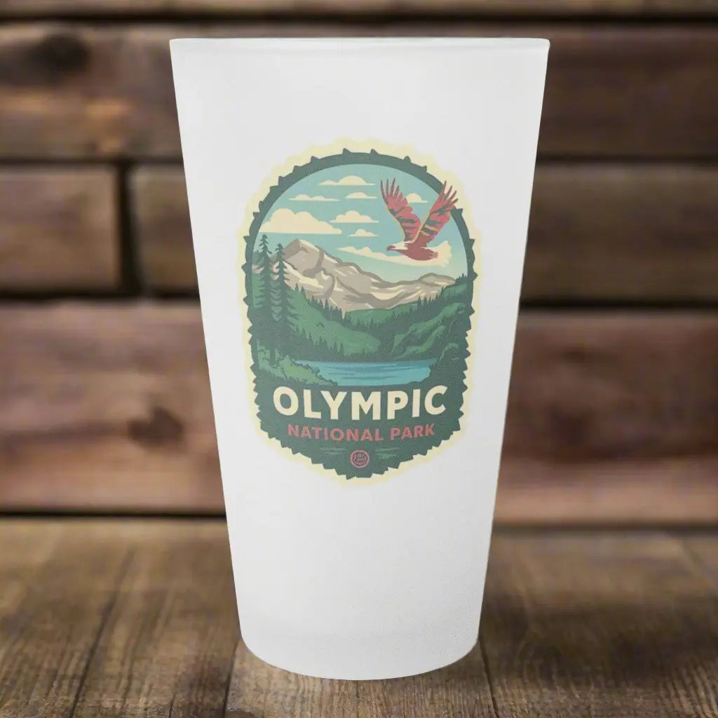 Olympic National Park Frosted Pint Glass Eagle Flying Over - Park Service Apparel