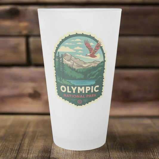 Olympic National Park Frosted Pint Glass Eagle Flying Over - Park Service Apparel