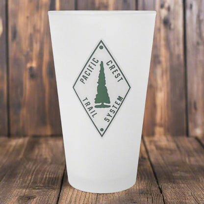 Pacific Crest Trail Classic Diamond Trail Marker Frosted Pint Glass teelaunch