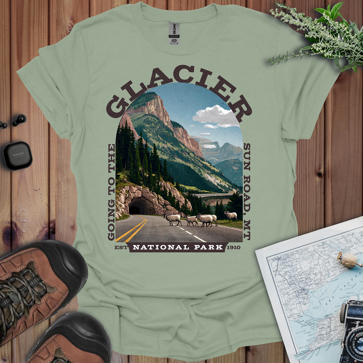 Glacier National Park Unisex Fit T-Shirt Going To The Sun Road Montana Printify