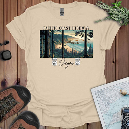 Highway 101 Oregon Coast Pacific Coast Highway Unisex Fit Soft T-Shirt Printify