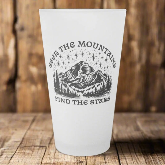 Seek The Mountains Find The Stars Frosted Pint Glass - Park Service Apparel