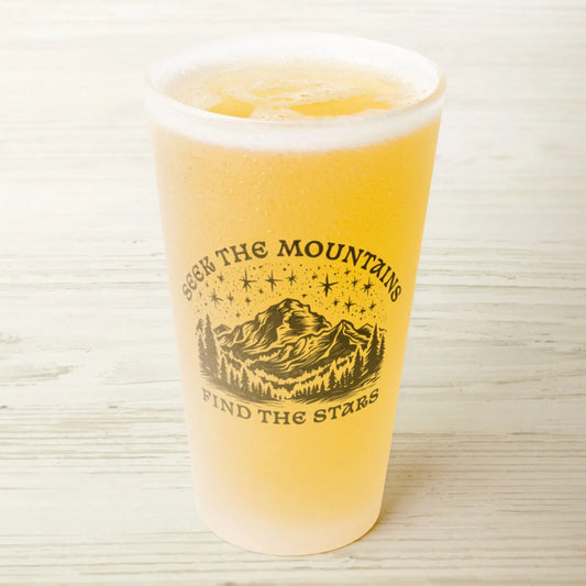 Seek The Mountains Find The Stars Frosted Pint Glass - Park Service Apparel
