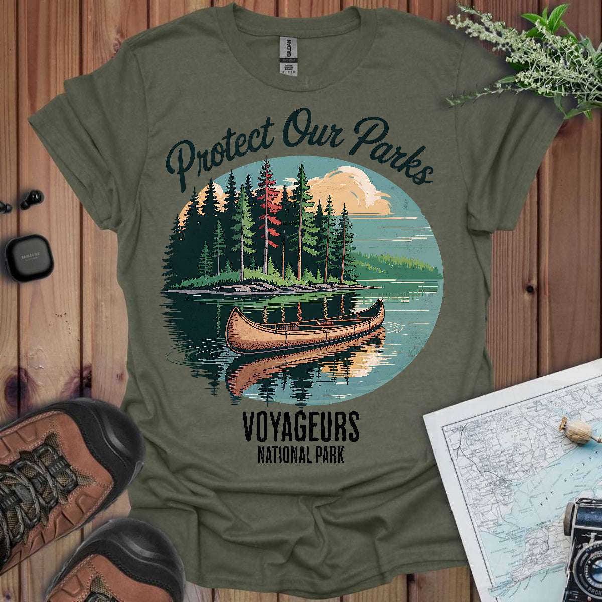 Protect Our Parks Voyageurs Unisex T-Shirt T-Shirt Printify Heather Military Green S