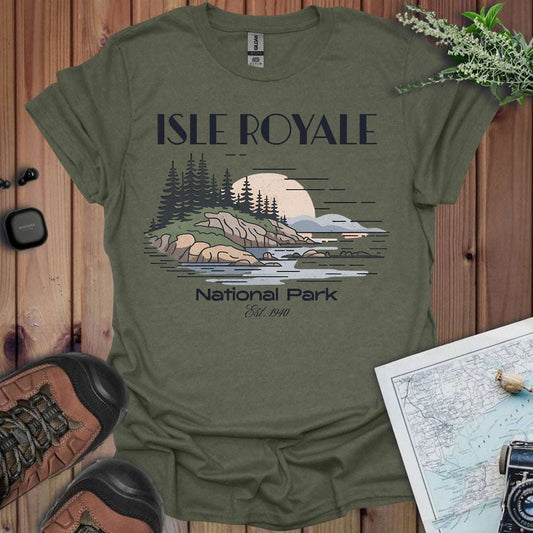 Isle Royale Superior Lines National Park Unisex T-Shirt T-Shirt Printify Heather Military Green S