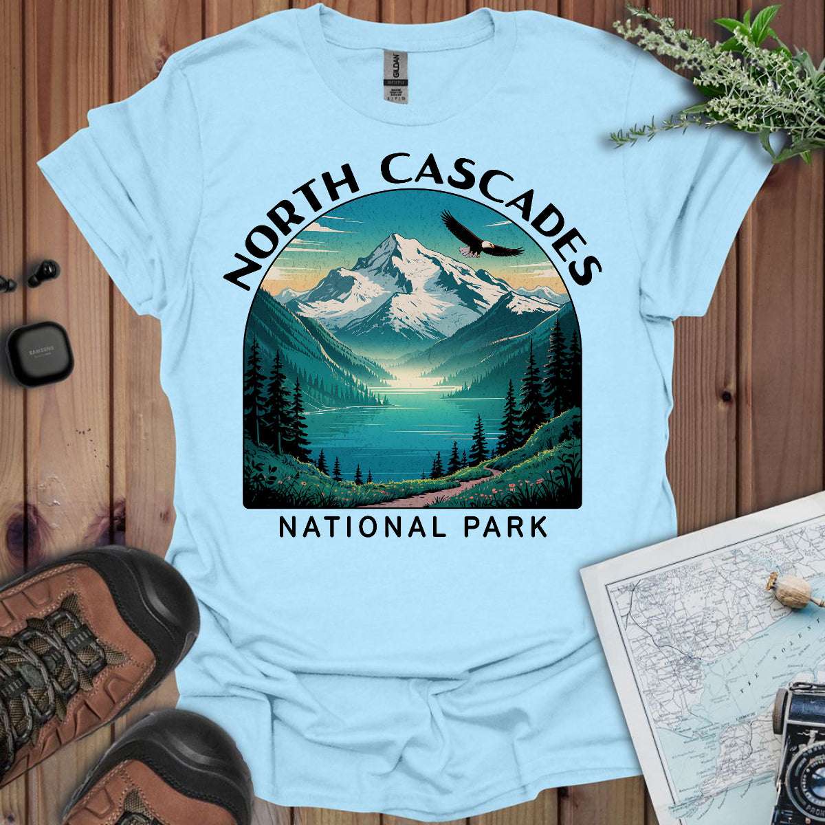 North Cascades National Park Unisex T-Shirt T-Shirt Printify Light Blue S