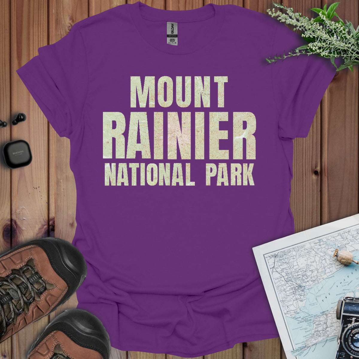 Mount Rainier Topographic Map National Park Unisex Fit Soft T-Shirt Printify