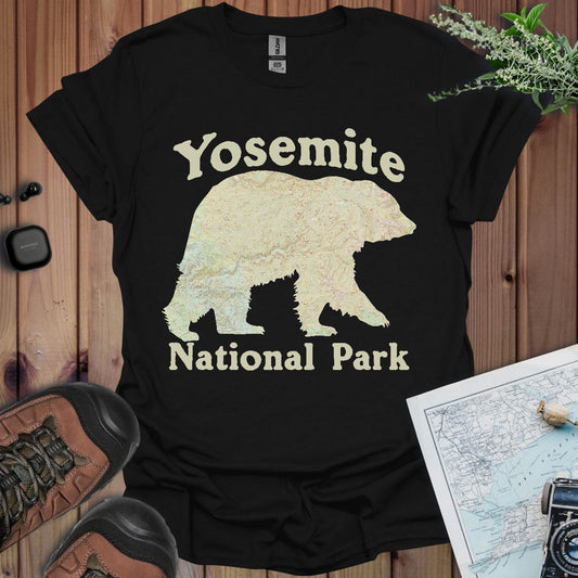 Yosemite National Park  Topographic Map Bear Unisex Fit Soft T-Shirt Printify