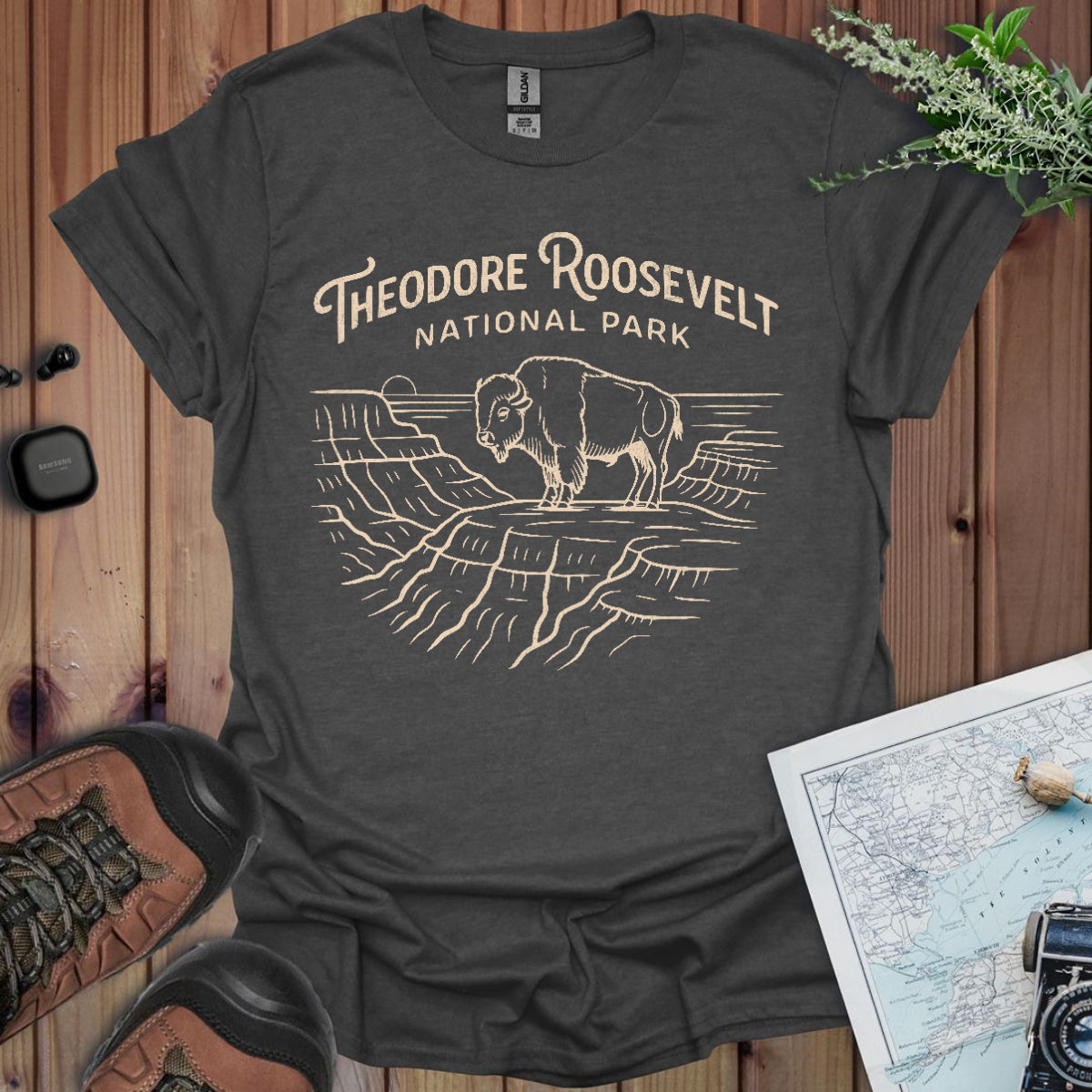 Theodore Roosevelt National Park Line Art Unisex Fit Soft T-Shirt