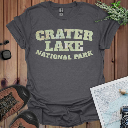 Crater Lake Topographic Map National Park Unisex Fit Soft T-Shirt Printify