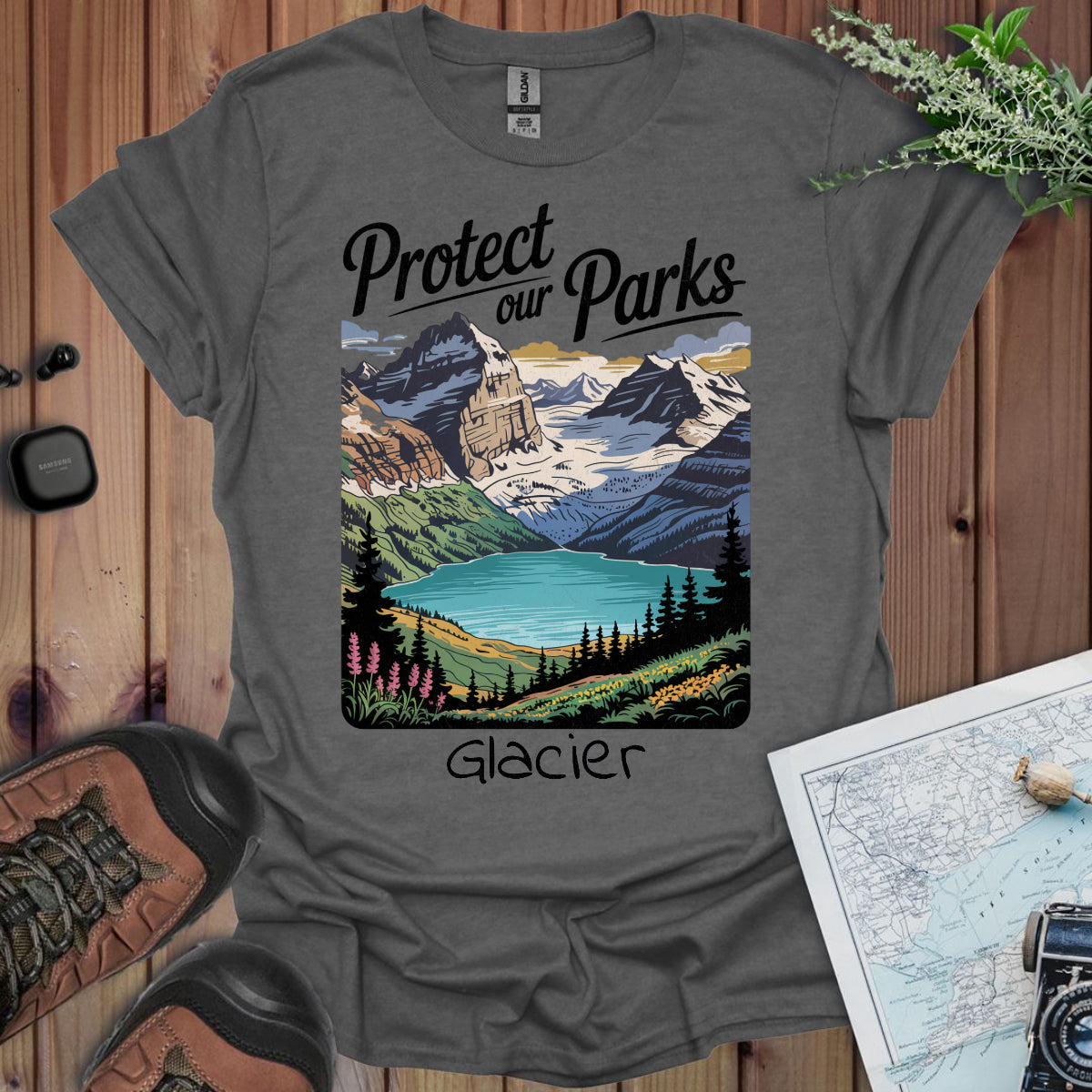 Protect Our Parks Glacier National Park Unisex Fit Soft T-Shirt Printify