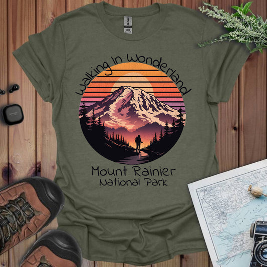 Walking In Wonderland Mount Rainier National Park Unisex Fit Soft T-Shirt Printify