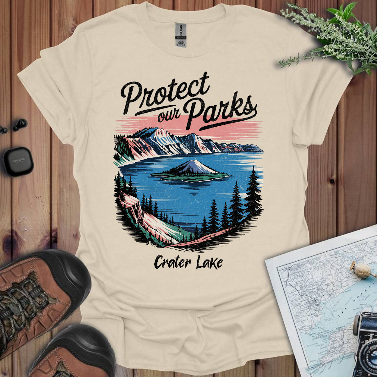 Protect Our Parks Crater Lake National Park Unisex Fit Soft T-Shirt Printify