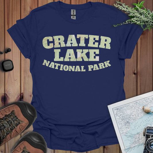 Crater Lake Topographic Map National Park Unisex Fit Soft T-Shirt Printify