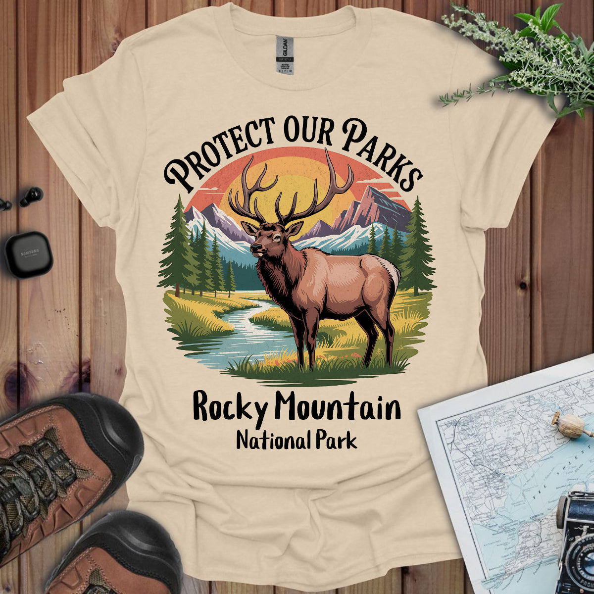 Protect Our Parks Rocky Mountain National Park Elk Unisex Fit Soft T-Shirt Printify