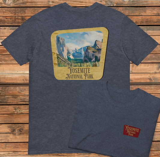 Yosemite National Park Sign Unisex Fit Soft T-Shirt Embroidered Front with Back Print Park Service Apparel