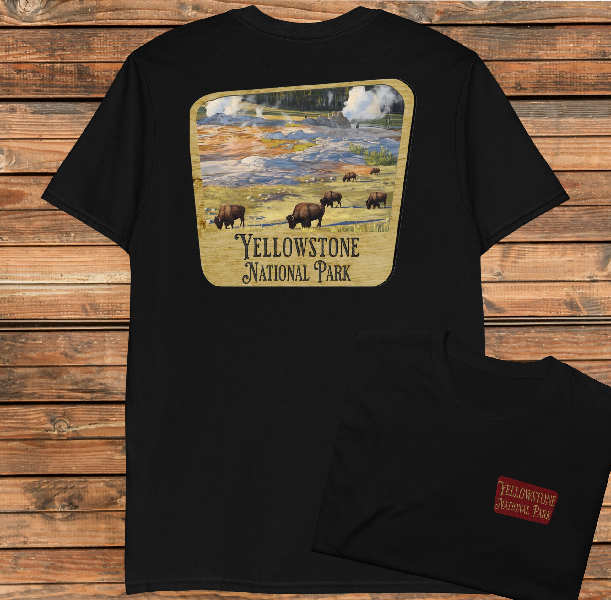 Yellowstone National Park Sign Unisex Fit T-shirt Embroidered Front Park Service Apparel