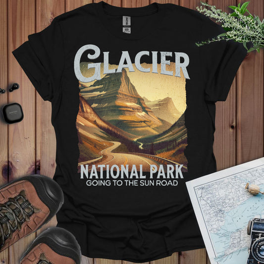 Glacier National Park Unisex Fit Soft T-Shirt Rustic Going to the Sun Road Printify