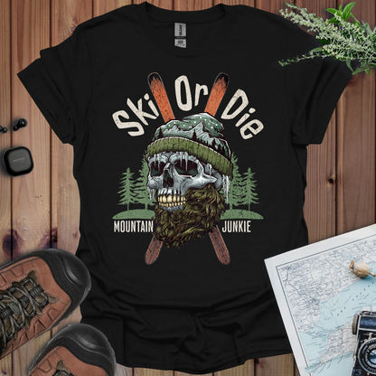 Ski Or Die Unisex Fit Soft T- Shirt Mountain Junkie Skull Tee Printify