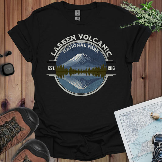 Lassen Volcanic National Park Unisex Fit Soft T- Shirt Reflective Lake Printify