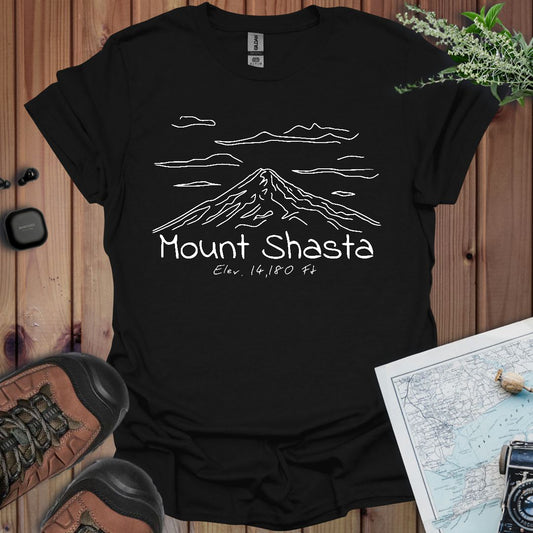 Mount Shasta Unisex Fit Soft T- Shirt Line Art Printify