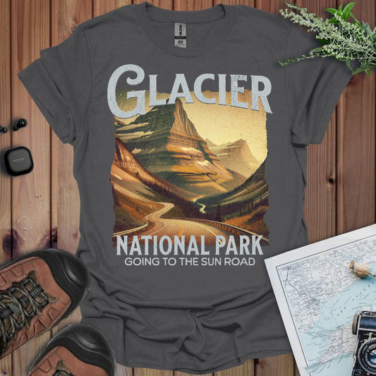 Glacier National Park Unisex Fit Soft T-Shirt Rustic Going to the Sun Road Printify