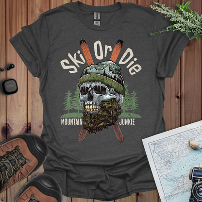 Ski Or Die Unisex Fit Soft T- Shirt Mountain Junkie Skull Tee Printify