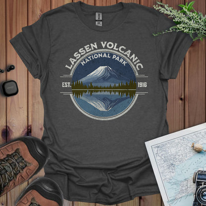 Lassen Volcanic National Park Unisex Fit Soft T- Shirt Reflective Lake Printify