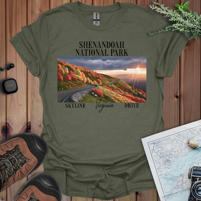 Shenandoah National Park Unisex Fit Soft T-Shirt Skyline Drive Postcard Printify
