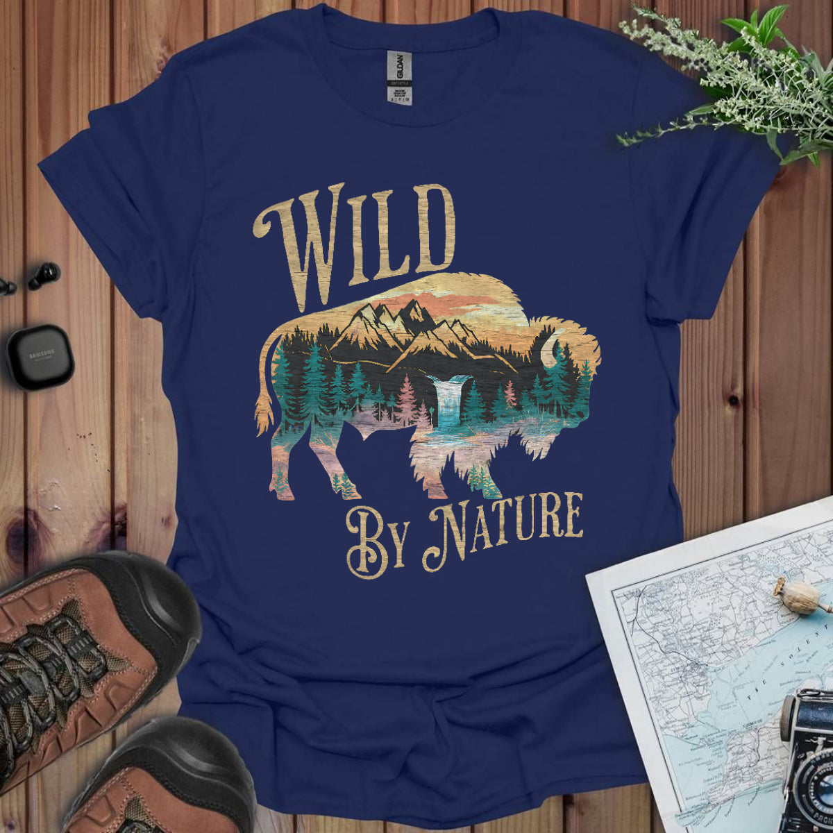 Wild By Nature Unisex Fit Soft T- Shirt Scenic Buffalo Tee Printify